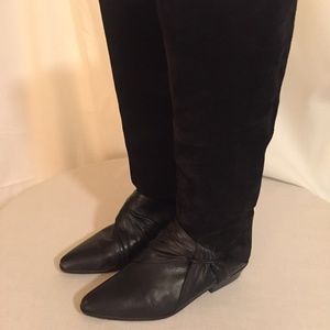 Nickels suede and leather black knee high boots.